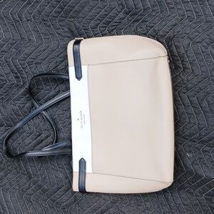 kate spade New York Staci Colorblock Saffiano Cream/white laptop tote